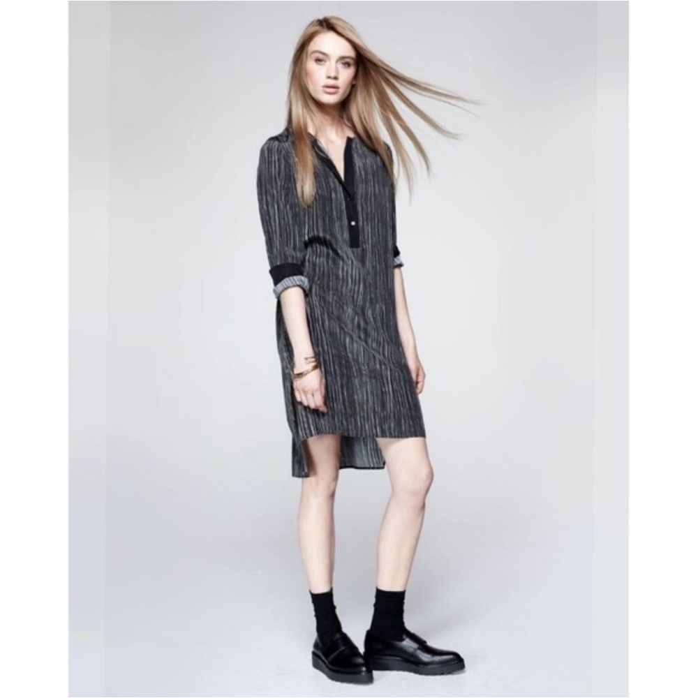 Vince Wavy Stripe 100% Silk Shirt Dress SZ XS